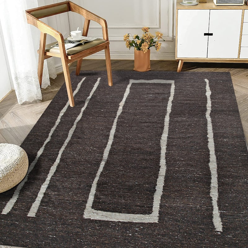 Home Décor Upgrade Your Space with a Gray Hand-Woven Wool Rug | Contemporary Natural Flat Rug for Modern Interiors | Stylish