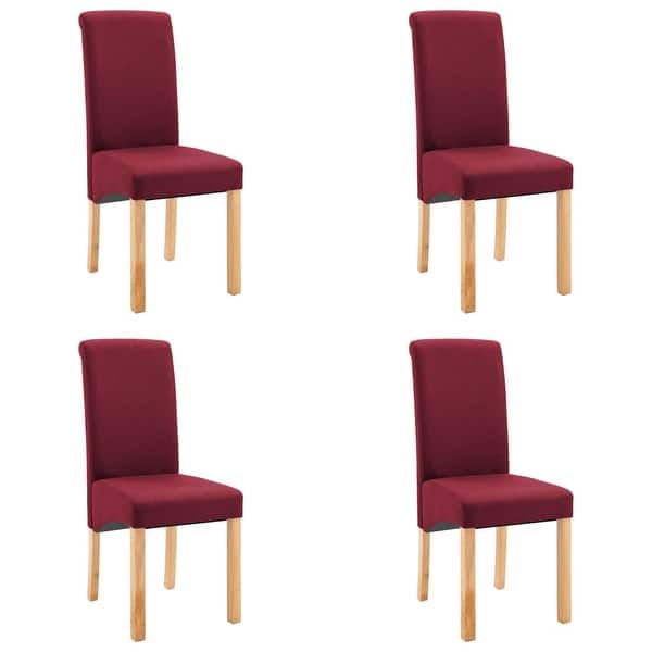 slide 2 of 5, vidaXL Dining Chairs 4 pcs Red Fabric