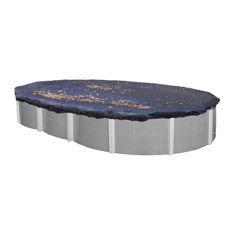 Swimline 16x32 Ft. Heavy Duty Oval Above Ground Winter Swimming Pool Cover, Blue - 10