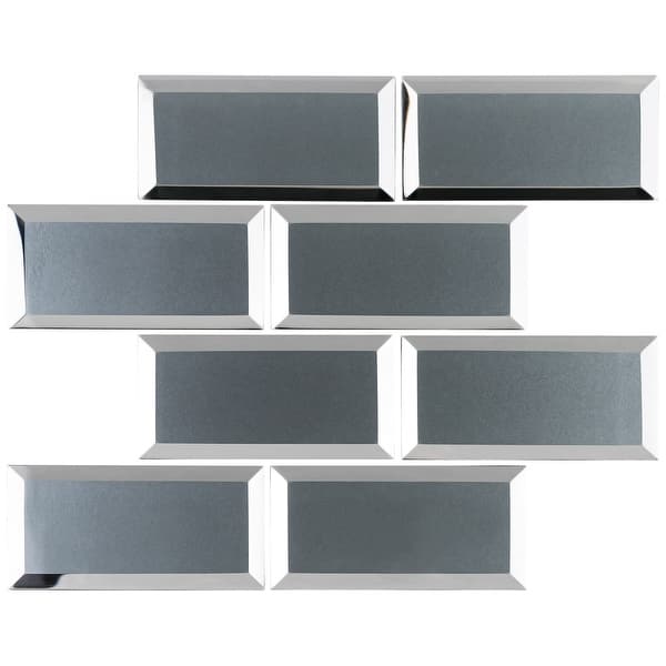 slide 2 of 7, TileGen. Inner Reflections Mirror Look 3" x 6" Beveled Glass Mosaic Tile in Grey Wall Tile (10 sheets/9.6sqft.)