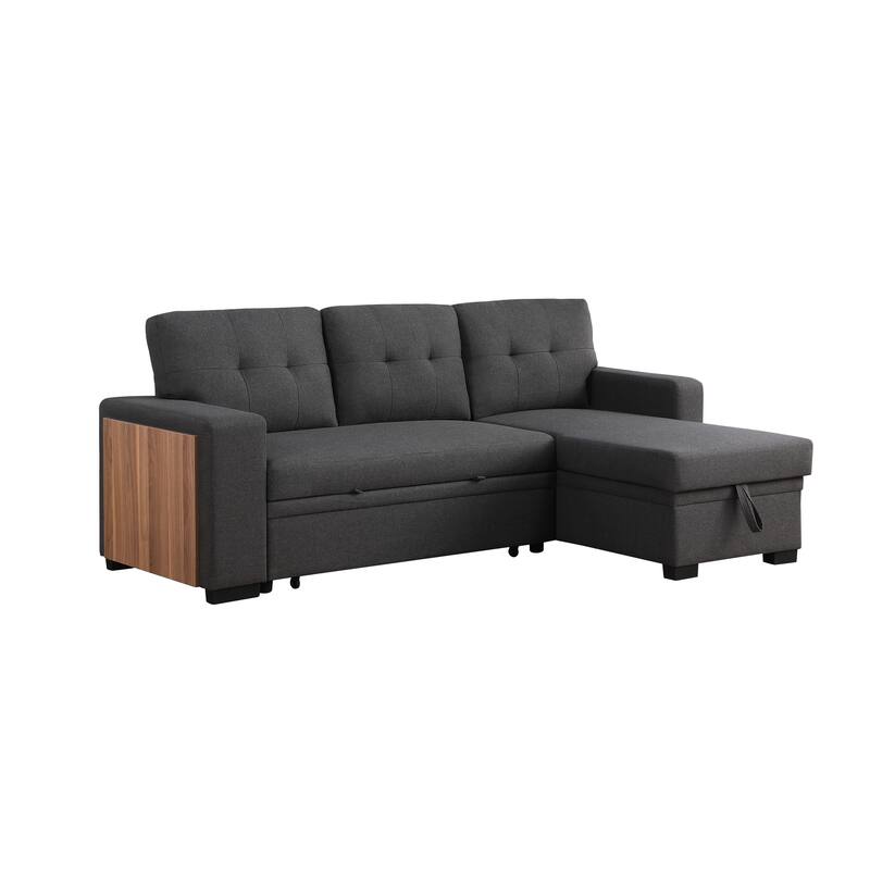 3-Piece Dark Gray Linen Upholstered Sectional Sofa