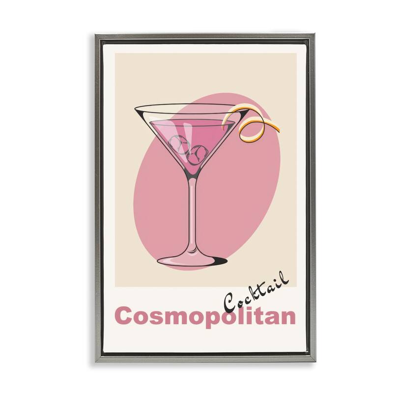 Stupell Vintage Cosmo Cocktail Framed Floater Canvas Wall Art Design By LSR Design Studio - 17 x 25 - Grey