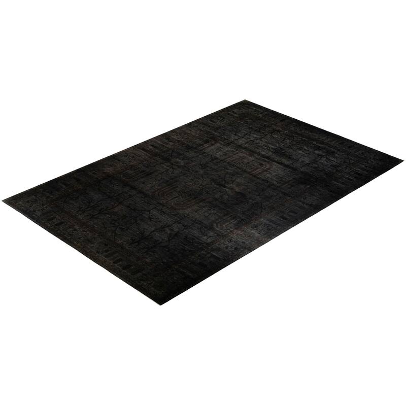 Overton Hand Knotted Wool Vintage Inspired Modern Contemporary Overdyed Gray Area Rug - 11' 9" x 18' 1"