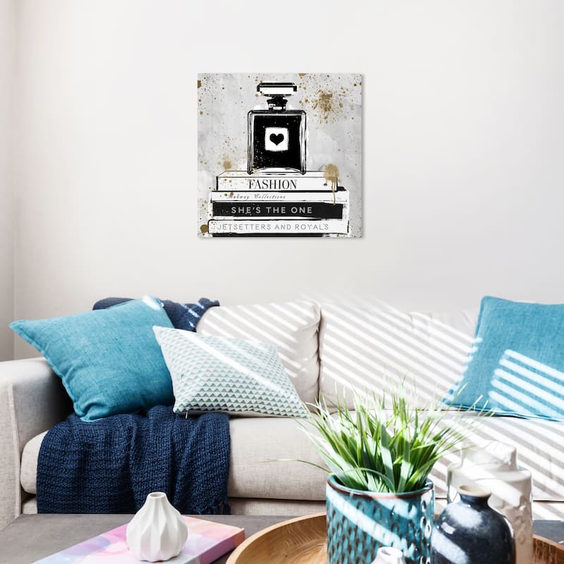 Wynwood Studio Canvas Fashion and Glam Perfume And Books Black and Glam Wall Art Canvas Print - 20 x 20
