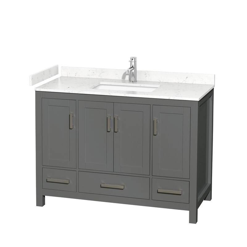 Wyndham Collection Sheffield 48" Single Bathroom Vanity, Carrara - Dark Gray / Carrara Cultured Marble Top / Brushed