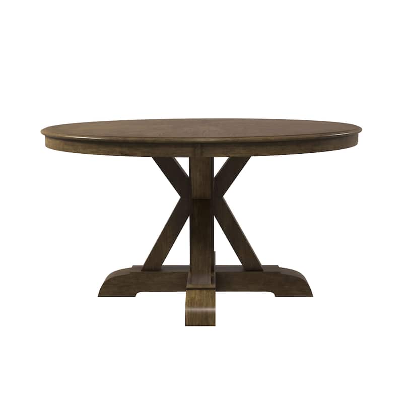 Furniture of America Dice Rustic Oak 54-inch Round Wood Dining Table