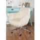preview thumbnail 6 of 6, Amber Off-White Faux Fur Office Chair