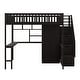 preview thumbnail 28 of 34, Full Size Solid Wood Frame Loft Bed with Bookshelf, Drawers, Desk and Wardrobe