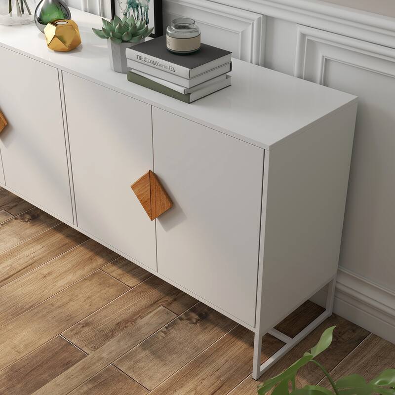 Modern Sideboard Buffet Cabinet Entrance Cabinet with 2 Storage Compartments and Square Handles, for Living Room