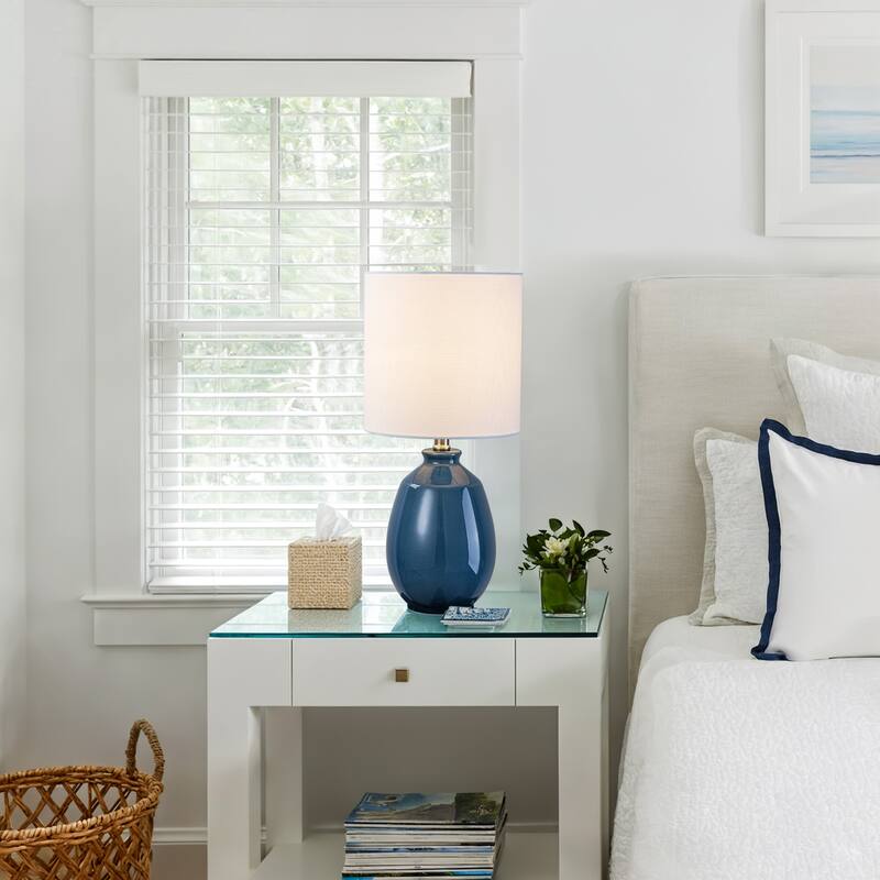 C Cattleya 19in Ceramic Table Lamp with Fabric Linen Shade