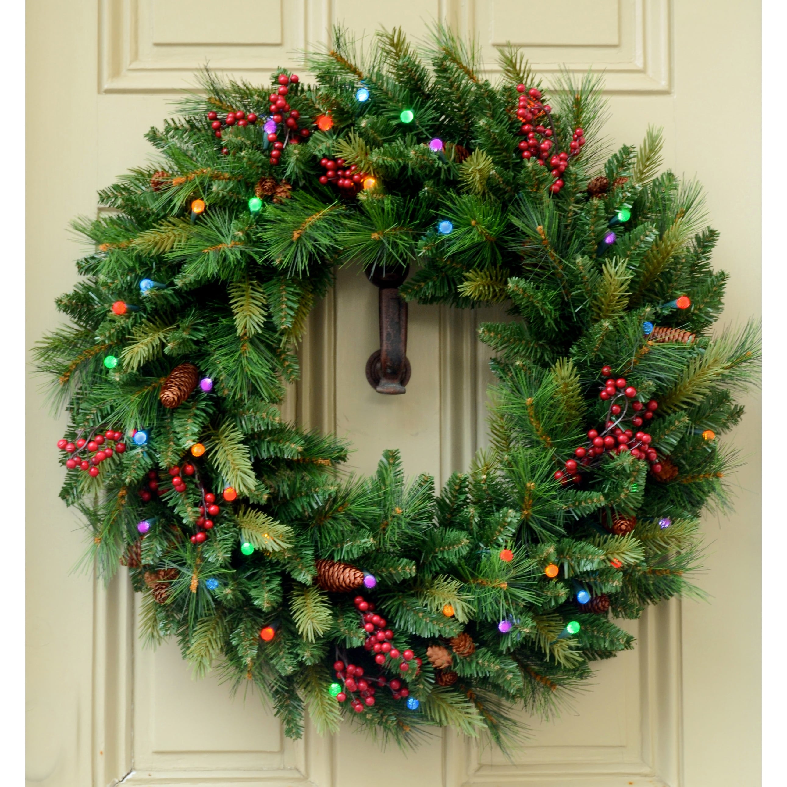 Woodland Berry Wreath B/O LED Lights (24", 30", 36")