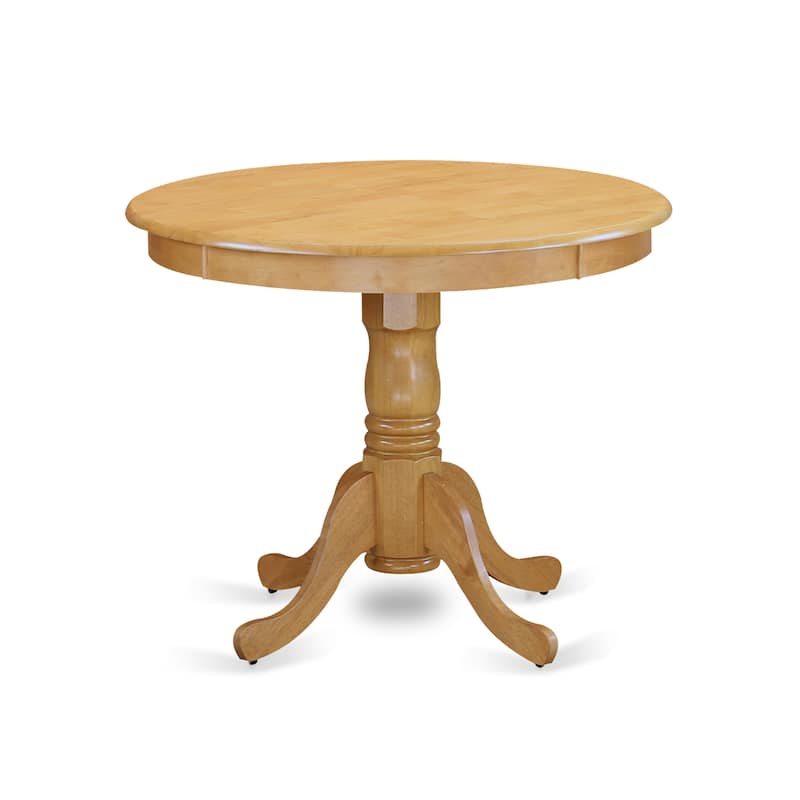 East West Furniture Antique Dining Room Table - a Round Kitchen Table Top with Pedestal Base, 36x36 Inch,(Finish Options)