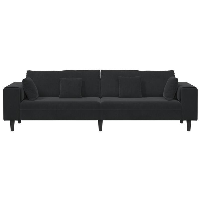 vidaXL Velvet Sofa with Cushion with Pillow Black/Dark Grey 208 cm Velvet