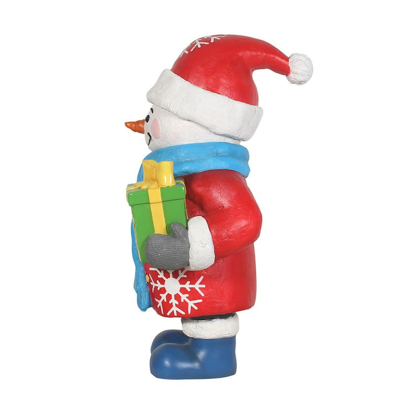 Snowman Holding Gift Commercial Christmas Outdoor Decoration - 36" - Multi