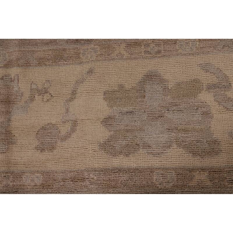 Vegetable Dye Oushak Turkish Area Rug Floral Handmade Wool Carpet - 9'1" x 11'11"