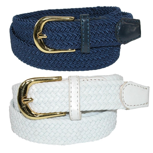 CTM® Women's Elastic Braided Stretch Belt (Pack of 2 Colors)