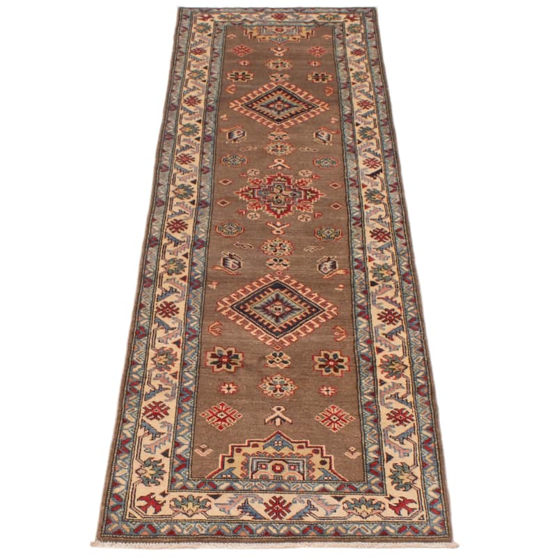 ECARPETGALLERY Hand-knotted Uzbek Ghazni Taupe Wool Rug - 2'8 x 9'7