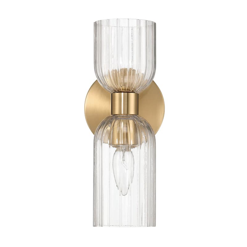 Josephine Metal and Clear Ribbed Glass Wall Light - 4.8"L x 6.0"W x 11.5"H