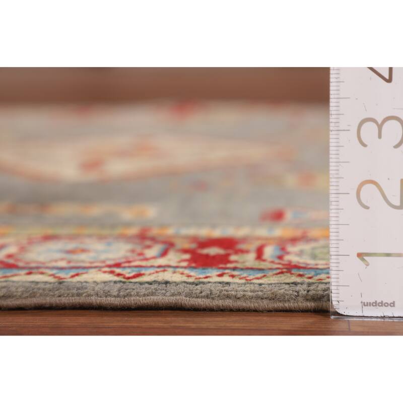 Geometric Kazak Accent Rug Hand-Knotted Oriental Wool Carpet - 3'3" x 5'0"
