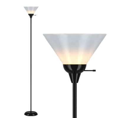 Floor Lamp with Opal White Cone Shade - 10 Inches x 70 Inches