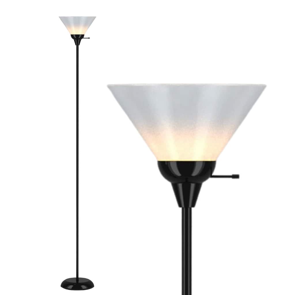 LIGHTACCENTS White Torchiere Floor Lamp - Contemporary Standing Lamp with Opal White Cone Shaped Shade, 70 inches Tall f