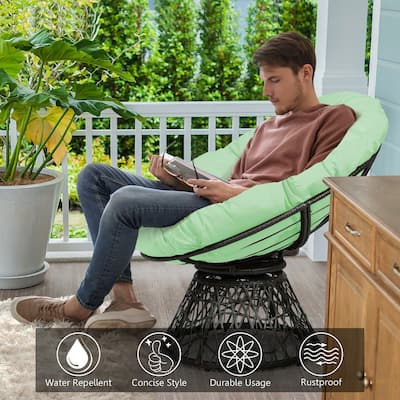 Costway Rattan Papasan Chair Ergonomic Chair 360-degree Swivel Soft
