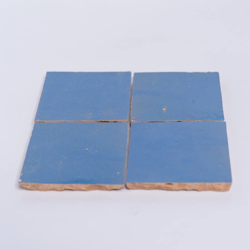 Handmade 4x4-in Moroccan Mosaic Solid Color Dusty Blue