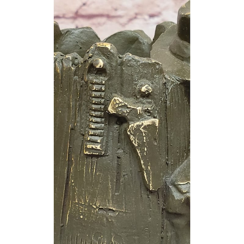 Western Cowboy Bust Bronze Pen Holder – Rustic Desk Decor