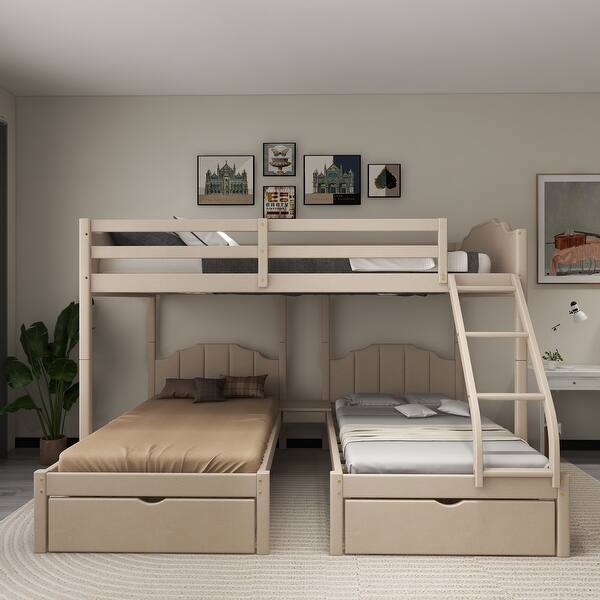 Velvet Triple Bunk Bed with Drawers and Guardrails Bed Bath & Beyond
