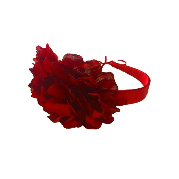 Girls Red Two Carnations Headband Fancy Diadem - One Size