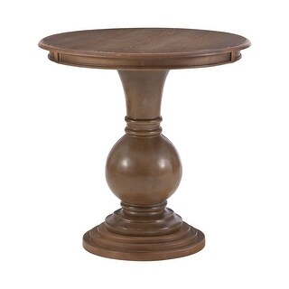26-inch Round Pedestal Accent Side Table with Stepped Base, Natural ...