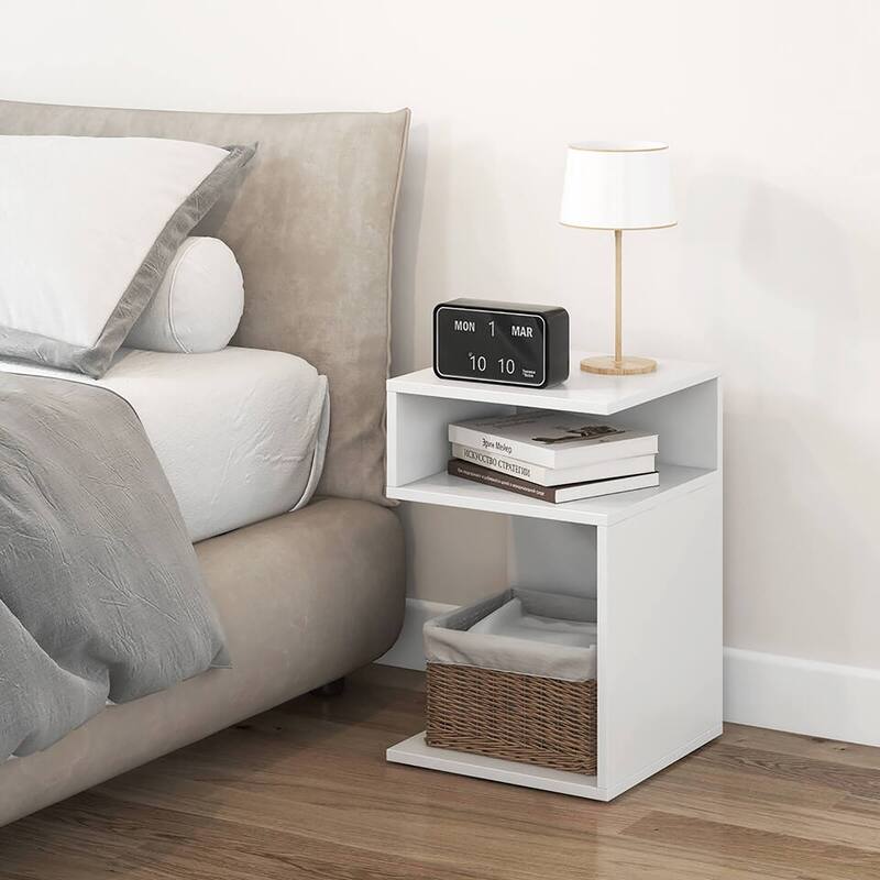Gymax 2PCS S-Shaped Side Table for Small Space Morden End Table