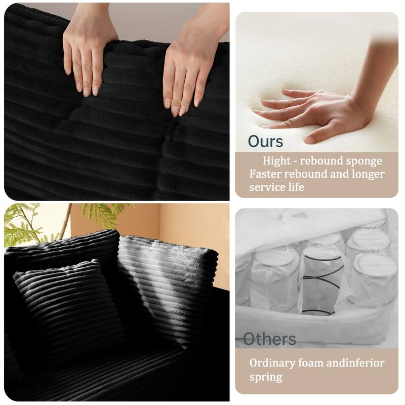 135.5 Inch U Shaped Modular Sectional Sofa, 6 Seat Corduroy Chaise Couch with Reversible Layout