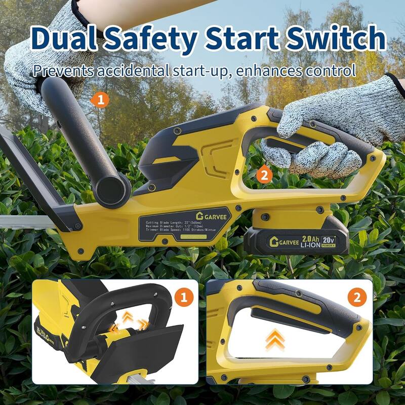 Electric Cordless Hedge Trimmer, Handheld Bush Trimmers for Gardening, Lawns
