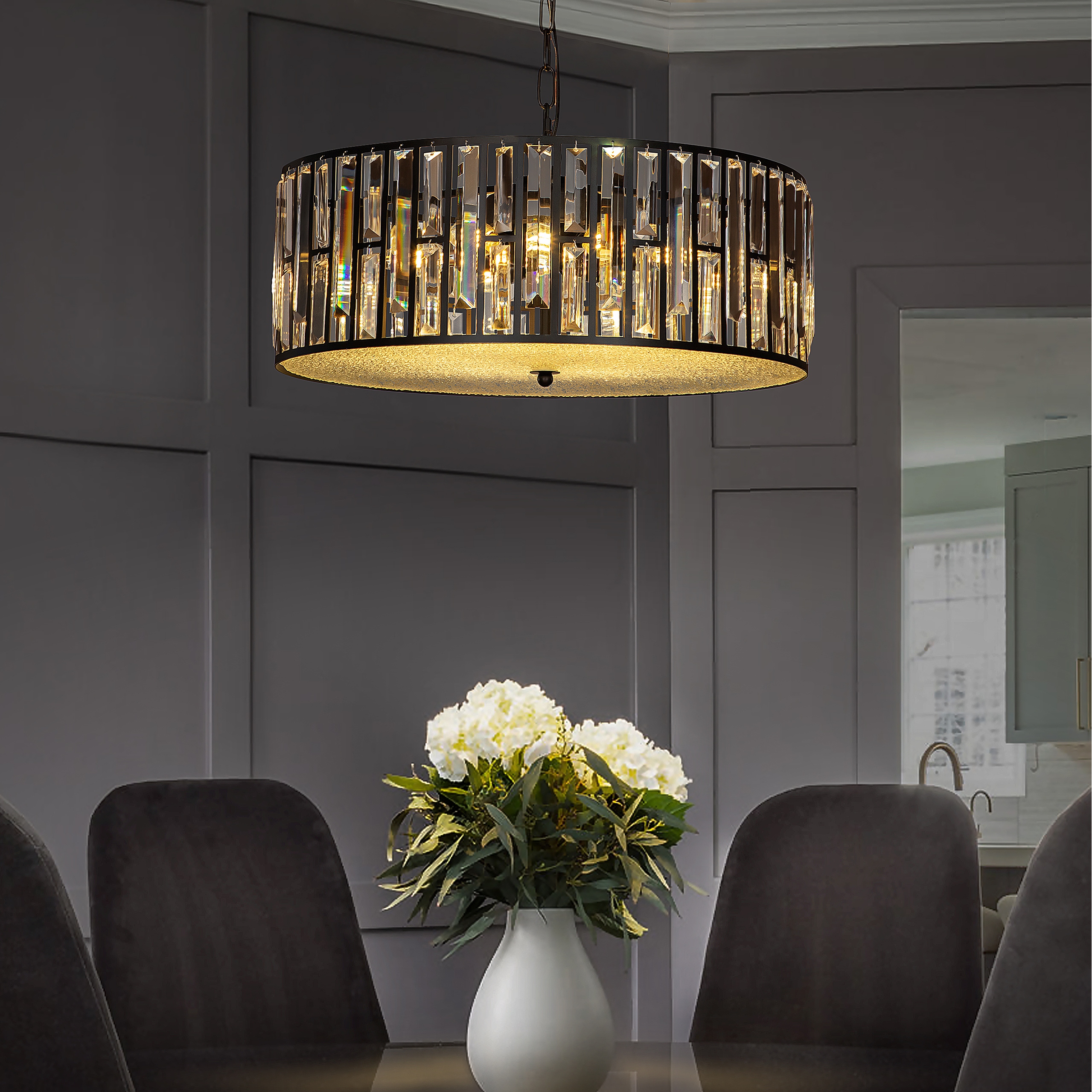 Black drum crystal chandelier online