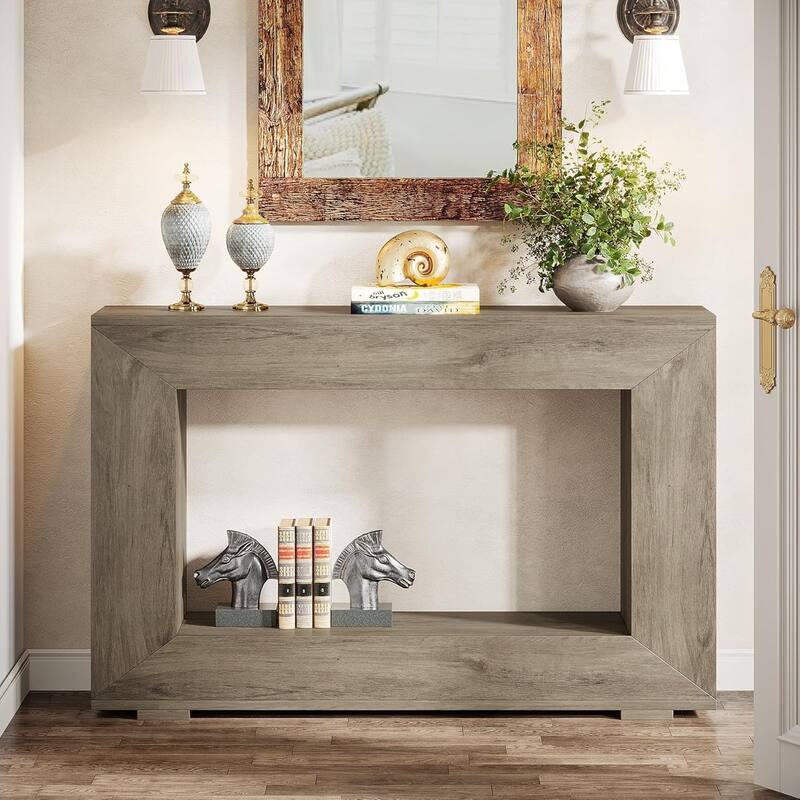 47" Farmhouse Console Table, Entryway Console Table with Storage Shelf for Living Room, Entrance