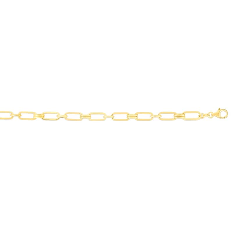 Curata 14k Yellow Gold 7.5" Paperclip Rondel Link Bracelet