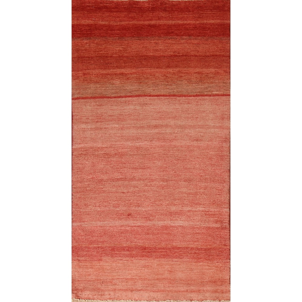 Striped Gabbeh Persian Vintage Area Rug Handmade Wool Carpet - 2'7"x 5'6"