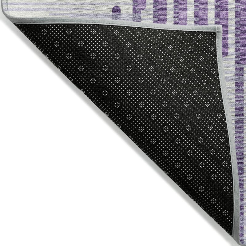 Machine Washable Indoor/ Outdoor Abstract Stripe Chantille Rug