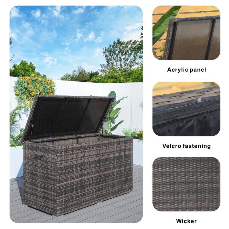 Outdoor Patio Wicker Cushion Storage Box