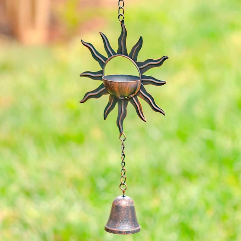 76.25" Long Antique Bronze Rain Chain with Bohemian Sun & Moon