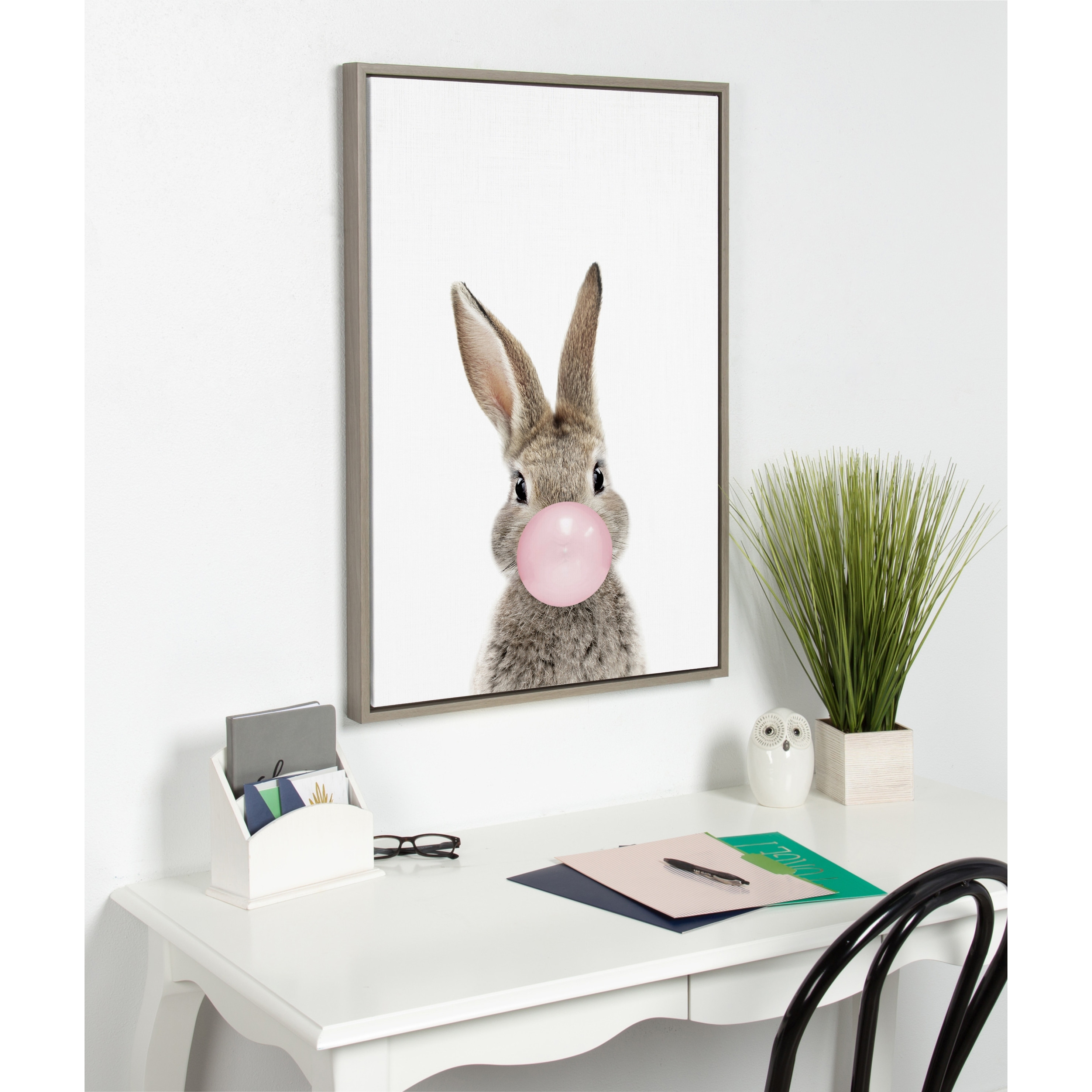 Kate and Laurel Sylvie Bubblegum Bunny Framed Canvas By Amy Peterson Bed  Bath  Beyond 30260115