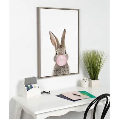 Kate and Laurel Sylvie Bubblegum Bunny Framed Canvas By Amy Peterson