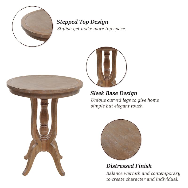 COZAYH Rustic Farmhouse End Table, Natural Top Side Table for Family, Dinning or Living Room, Handcrafted Finish, Modern