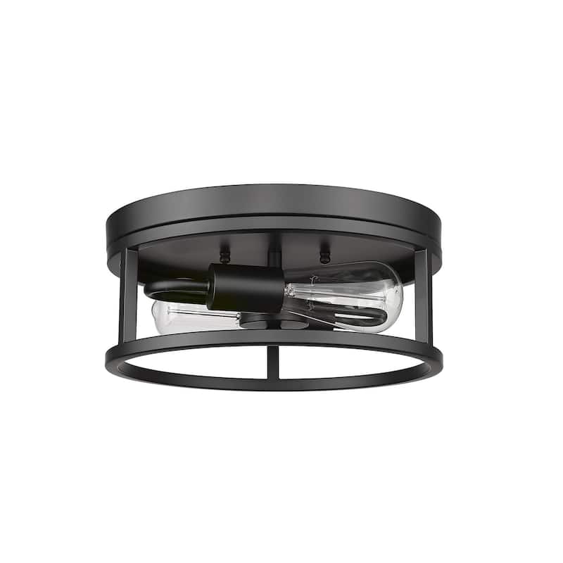 2-Light Black Metal Flush Mount