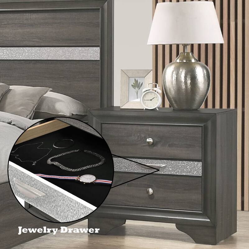 Stylish Nightstand with Multiple Drawers and Jewelry Storage