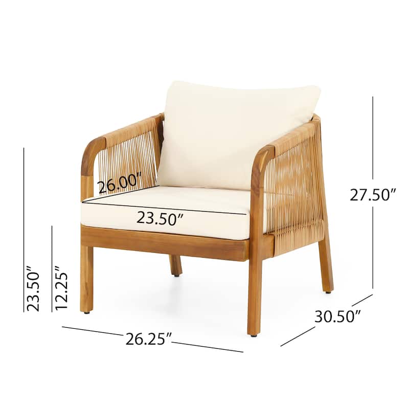 Jabe Outdoor Acacia Wood and Wicker 4 Seater Chat Set by Christopher Knight Home - 26.25" L x 30.50" W x 27.50" H