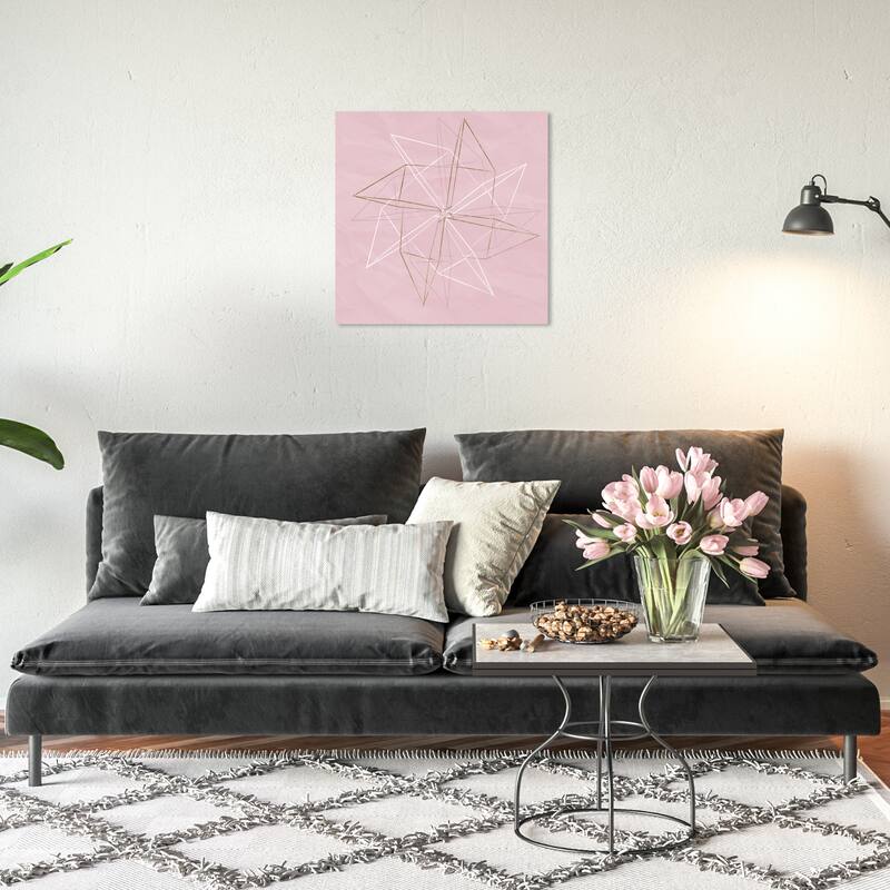 Wynwood Studio Canvas Abstract Origami Moulin Pink Pink and Pastel Pink Modern & Contemporary Wall Art Canvas Print - 20 x 20