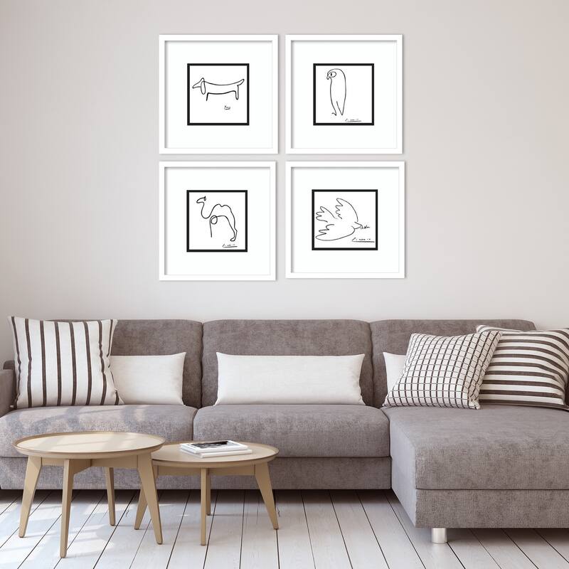Picasso Animal Drawings - set of 4 Framed Art Print