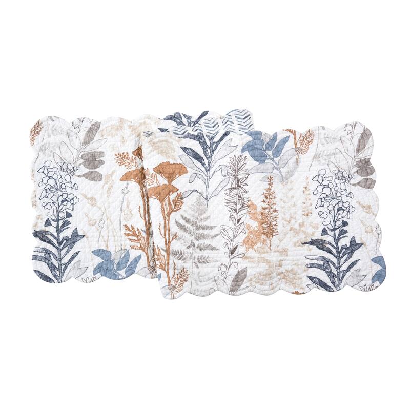 14" x 51" Lina Watercolor Theme Floral Flowers & Leaves Decorative Cotton Kitchen Table Runner